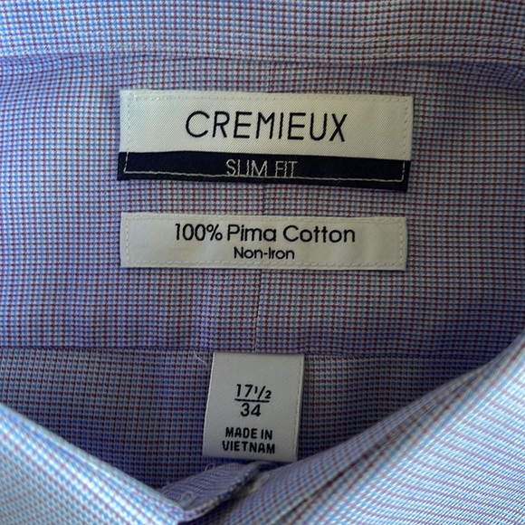Daniel Cremieux Dress Shirt size 17 1/2 34 Lavender/blue - Picture 3 of 7
